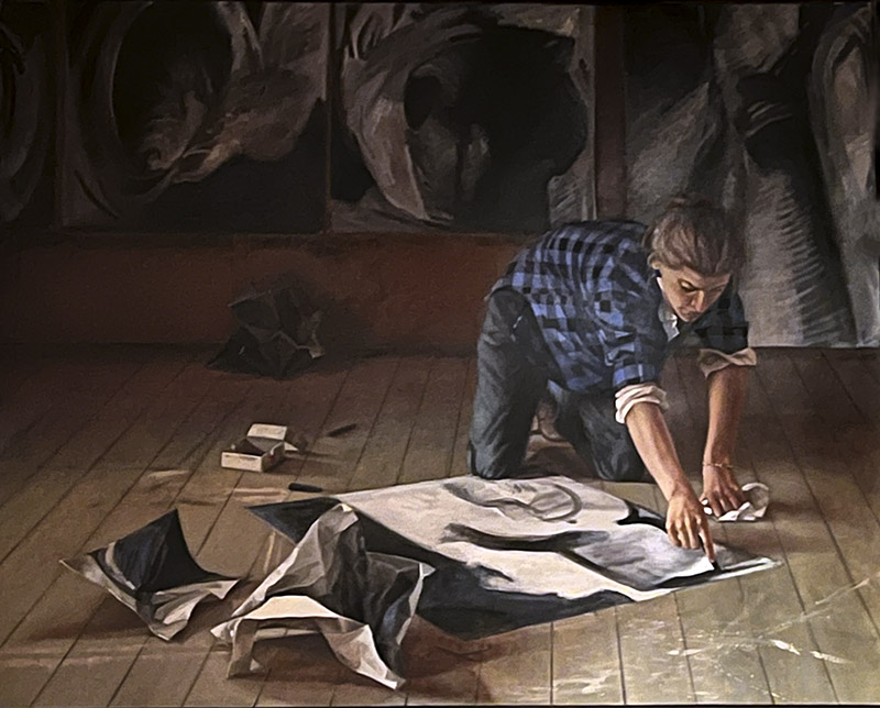 Bazak_Mary Drawing Mary Drawing, Oil on canvas, 48" x 50" by Katherine Bazak, 1984