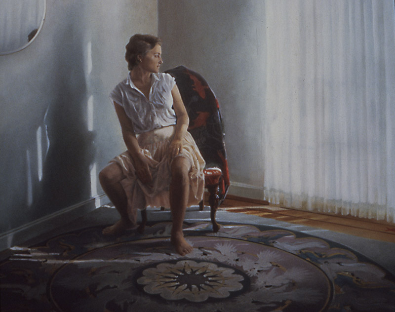 Bazak_The Interuption The Interuption, Oil on masonite, 24" x 30" by Katherine Bazak, 1982