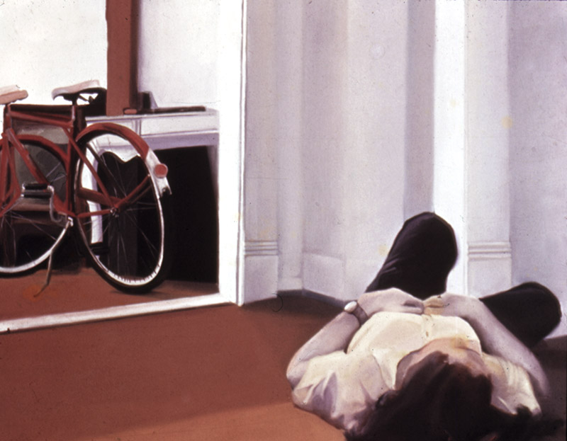 Bazak_the bicycle The Bicycle, Oil on canvas, 36" x 48" by Katherine Bazak, 1972